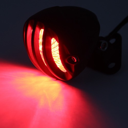 Red Round LED Tail Brake Light Stop Turn Lamp For Harley For Suzuki For Yamaha - Picture 6 of 24