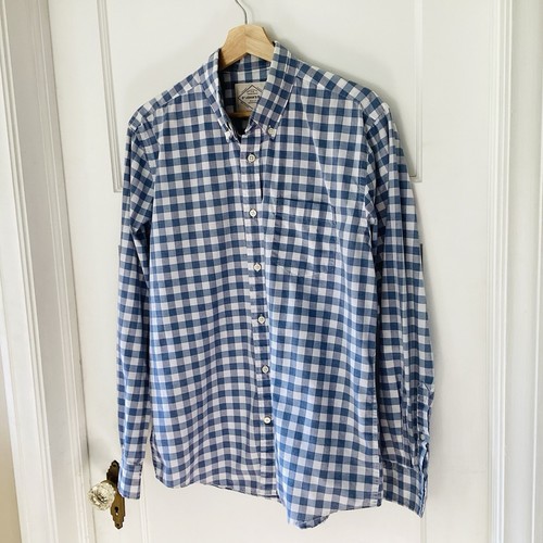 St Johns Bay Men's Classic Checkered Blue Plaid Shirt Button Down Size M Office - Picture 3 of 13