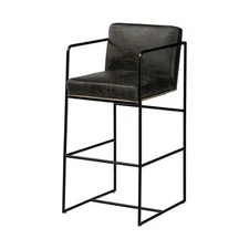 Mercana Stamford 40" Leather Bar Stool in Black