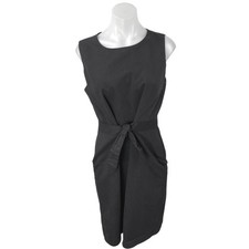 T Tahari Women's Black Sleeveless Tie Waist Zipper Knee Length Sheath Dress 10