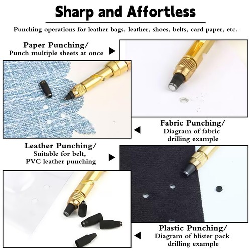 Adjustable Japanese Screw Punch With 6 Tip Sizes - Leather Paper Craft Hole P... - Picture 4 of 7