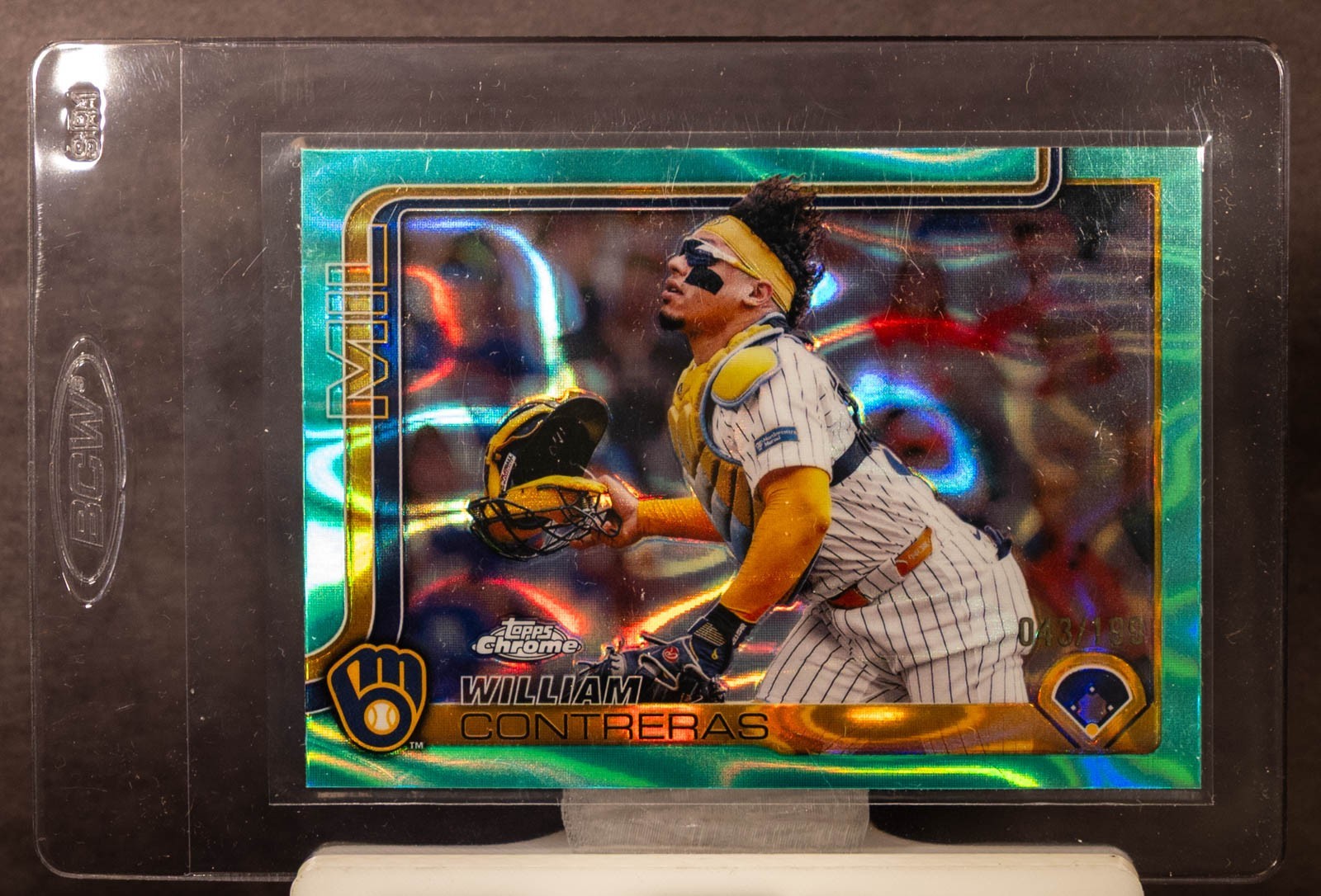 William Contreras 2025 Topps Chrome 25 Aqua Raywave Refractor /199