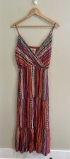 Savanna Jane Womens Sz M Maxi Dress Halter Spaghetti Strap Boho Striped