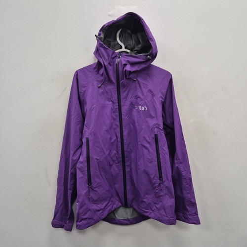 Rab Womens Downpour Plus Hooded Purple Shell Jacket Waterproof Rain Coat Uk 12 - Picture 1 of 10