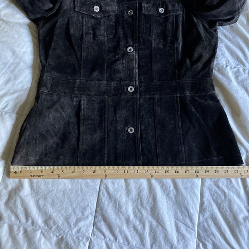 Eddie Bauer Seattle Suede ButtonUp Jacket Espresso Brown Womens L Washable Lined - Picture 16 of 19