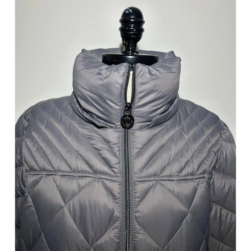 MICHAEL KORS Gris Empacable Relleno Largo Chaqueta Abrigo Bolsillos Cremallera Mujer L - Imagen 2 de 8