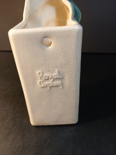 Vintage Royal Copley Boy Angeln Wandhänger Tasche oder Vase Keramik - Bild 3 von 7