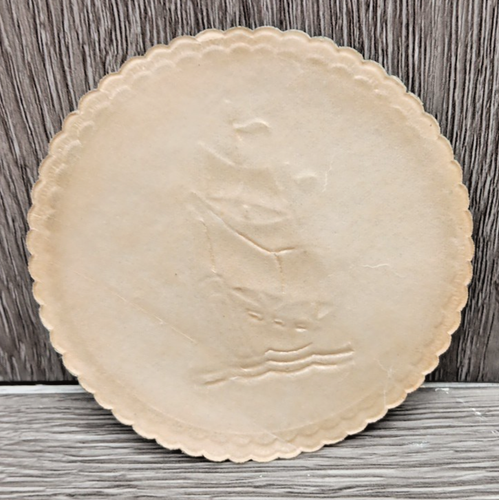 1960er Papier Cocktail Untersetzer 3,25" Rund Wachspapier Boden Grün Schneider Schiff - Bild 3 von 4