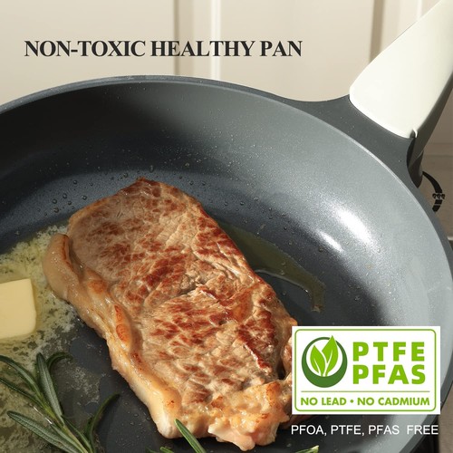 Nonstick Ceramic Frying Pan, 8/10/12 Inch Non Skillet, Healthy Egg & Omelet &... - Picture 6 of 8