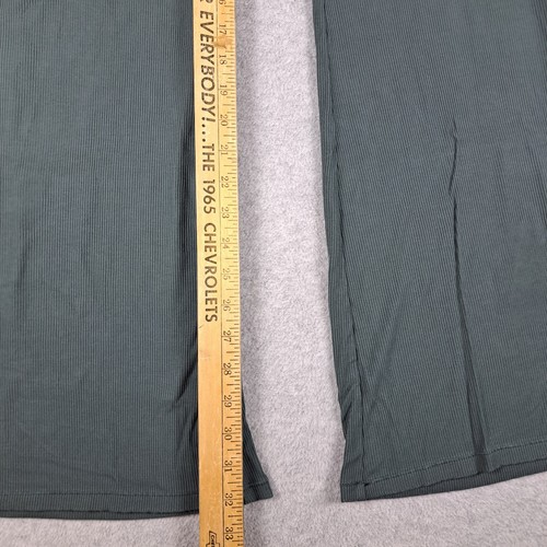 Pantalones SKIMS Plegables Mujer XL Verde Salón Acampanado Cintura Alta Acanalados - Imagen 5 de 10