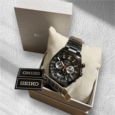 Seiko Chronograph Black Stainless Steel Overseas Model SSB399P1 Watch