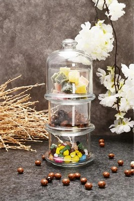 Pasabahce Villa Patisserie 3-Tier Serving/Cookie Stand,  Glass Storage Jar