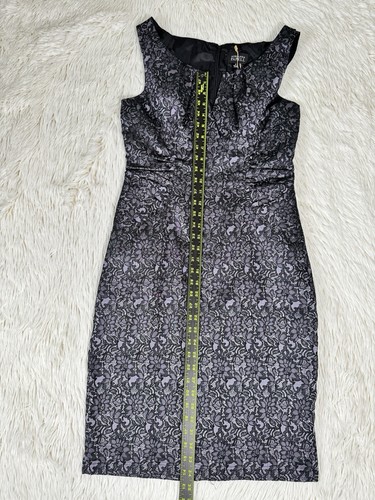 Adrianna Papell Black Purple Overlay V-Neck Sleeveless Sheath Dress Women's 8 - Picture 10 of 24