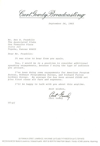 Curt Gowdy Typed Letter Signed - Picture 1 of 2