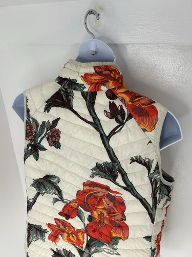 Columbia Floral Omni Heat Puffer Vest Size 1X Cream Red Gorpcore Poly Fill - Picture 8 of 12