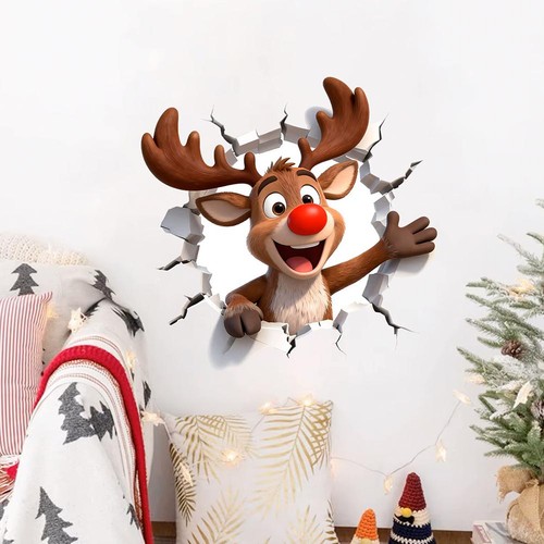 Calcomanía de pared 3D de renos, pegatinas de pared de vinilo de Navidad D3B5 - Imagen 15 de 37