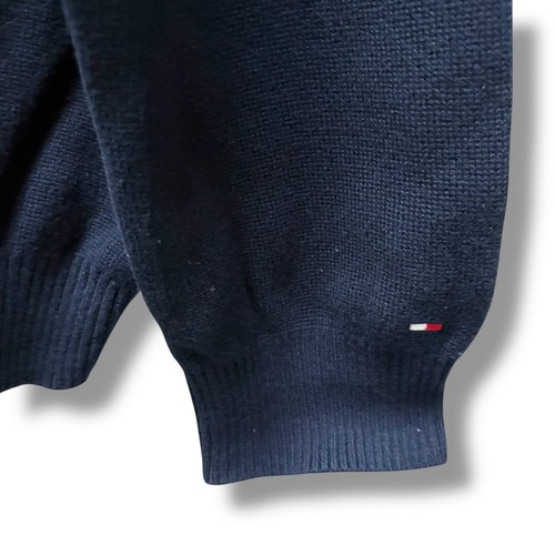 Tommy Hilfiger maglione uomo blu navy a righe quarto zip XL 100% cotone - Foto 5 di 7