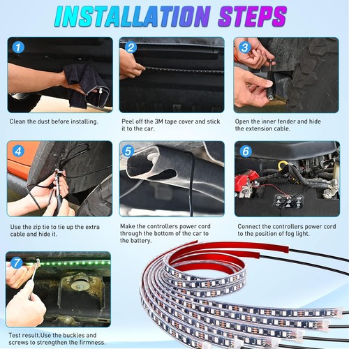 For Ford Focus Fusion Double Row RGB LED Underglow Neon Light Strip APP Remote - Picture 10 of 17