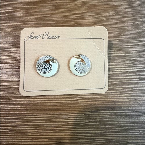 Vintage Laurel Burch Gold and White Earrings NEW - Picture 1 of 3