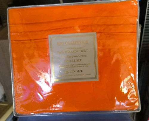 BBG Collection Sheet Set Flat Fitted & Pillowcase 3300 Thread Count- Orange  - Picture 2 of 2