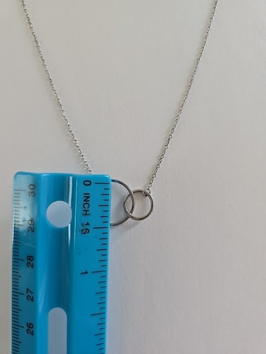 Dainty Solid Sterling Silver Linked Circle Chain Necklace 925 #4.2 - Picture 3 of 6