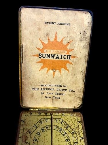 Ansonia antike Sonnenuhr 1921 Messing Taschensonnenzifferblatt & Kompass - Bild 2 von 15