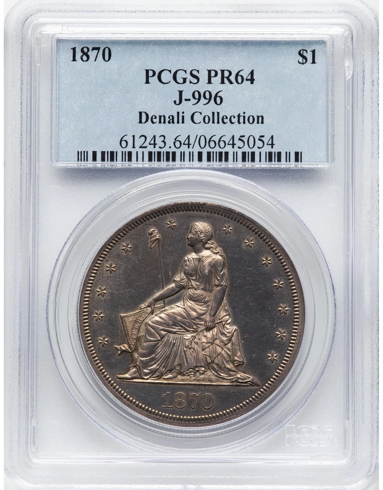 1870 S$1 J-996 PCGS PR 64