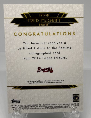 2014 Topps Tribute to The Pastime Fred McGriff On Card AUTO /99 Braves HOF - Picture 2 of 2
