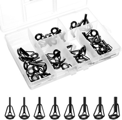 QWORK  40x Angelrute Spitzenring Reparaturset, Angelruten Spitzenring 8 Größen