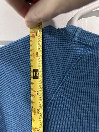 American Eagle Men's Blue Waffle Knit Thermal Shirt Long Sleeve Regular Size M - Picture 7 of 9