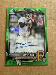MITCH JEBB 2025 BOWMAN CHROME 1ST GREEN LAVA REFRACTOR AUTO /99