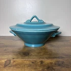 Vtg Homer Laughlin HARLEQUIN Aqua Blue Green 8.5" Casserole Dish w Lid See Descr