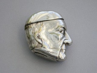 Victorian Nickel Plated Silver Figural Vesta Case Cardinal Thomas Wolsey c1890.
