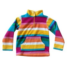 Arizona Kids Sz 5 Fleece Pullover Colorful Stripe Rainbow 1/4 Zip
