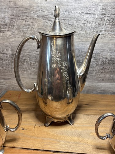 1847 Rogers Bros Springtime Silber Teller Teekanne, Zuckerdose, Milchkännchen Tasse - Bild 10 von 14