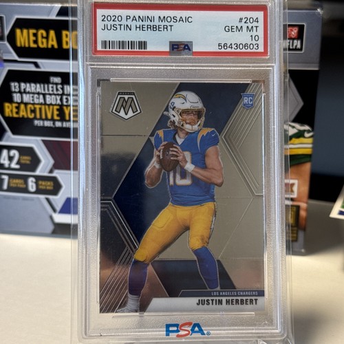 2020 PANINI MOSAIC #204 JUSTIN HERBERT ROOKIE RC PSA 10