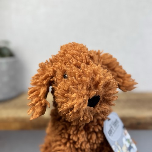 Jellycat Cooper Doodle Dog - Bronze Curly Haired Poodle Dog Beanie 10" - Picture 3 of 14