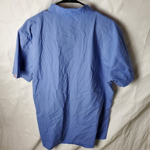 Waffle House Shirt Mens L Blue Button Restaurant Work Employee Uniform Flag - Picture 2 of 10