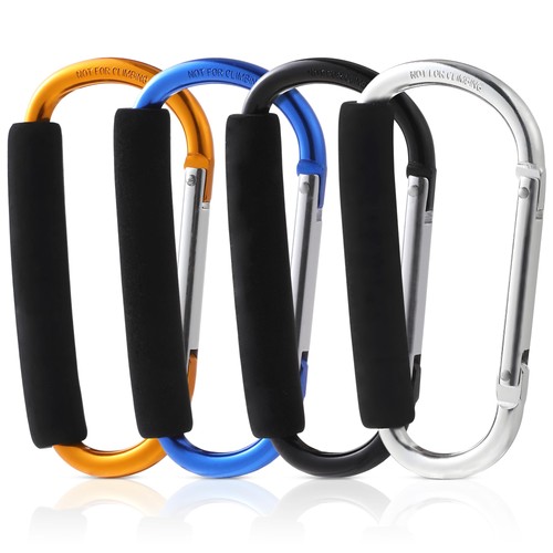 4 Pack Stroller Hooks, 5.3'' Large Carabiner Hooks for Pushchair Shopping Bag... - Picture 1 of 5