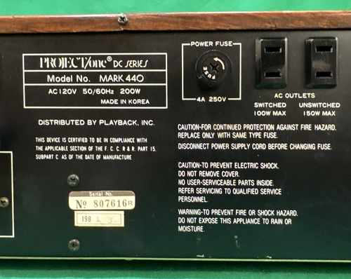 Vintage PROJECT/One Mark 440 DC Series 100W AM/FM Stereo Receiver - Parts/Repair - Picture 11 of 12