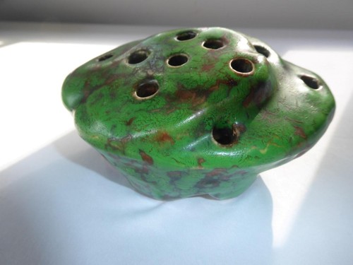 RARE LARGE WELLER COPPERTONE FROG LILY PAD CENTERPIECE BOWL W FLOWER FROG - Picture 16 of 24