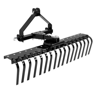 50 Inch Landscape Rake for Category 0 Tractor Three Point Hitch Black