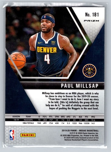 2019-20 Panini Mosaic - Paul Millsap #181 Green Prizm - Picture 2 of 2