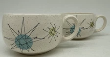 Franciscan Starburst Mid Century Modern Tea Coffee Cups Set of 2-Earthenware