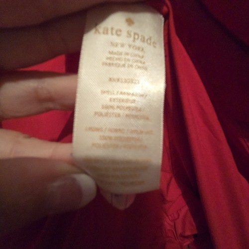 Kate Spade New York Girls Puffer Coat Sz 14 Red Rosette Belt Bubble Hem Long - Picture 19 of 21