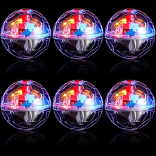 6 Pieces LED Cat Toy Glow Balls - Interactive Motion Pet Toys Clear 