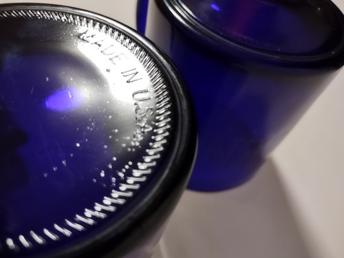 2 Vintage Cobalt Blue Glass Mug Made in USA Kodak Color Sense  - Bild 8 von 8