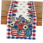Buffalo Plaid Vases Flowers Patriotic 13" x 72", Table Runner Blue/Red