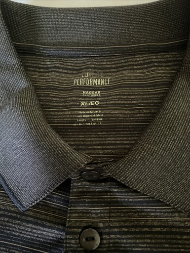 Haggar Cool 18 Performance Polo Golf Shirt Brown Black Stripe XL - Picture 4 of 14