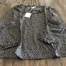 Women's LC Lauren Conrad Ruffle Squareneck Short Sleeve Peasant Top Size L